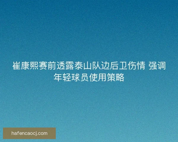 崔康熙赛前透露泰山队边后卫伤情 强调年轻球员使用策略