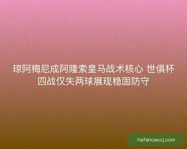 琼阿梅尼成阿隆索皇马战术核心 世俱杯四战仅失两球展现稳固防守