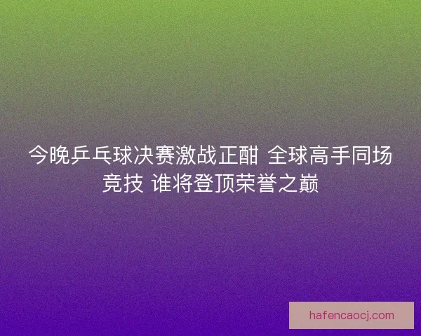 今晚乒乓球决赛激战正酣 全球高手同场竞技 谁将登顶荣誉之巅
