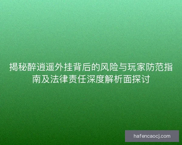 揭秘醉逍遥外挂背后的风险与玩家防范指南及法律责任深度解析面探讨 揭秘醉逍遥外挂背后的风险与玩家防范指南及法律责任深度解析面探讨