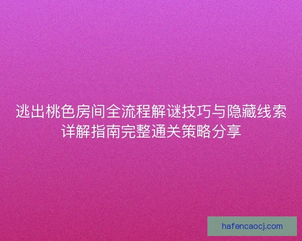 逃出桃色房间全流程解谜技巧与隐藏线索详解指南完整通关策略分享