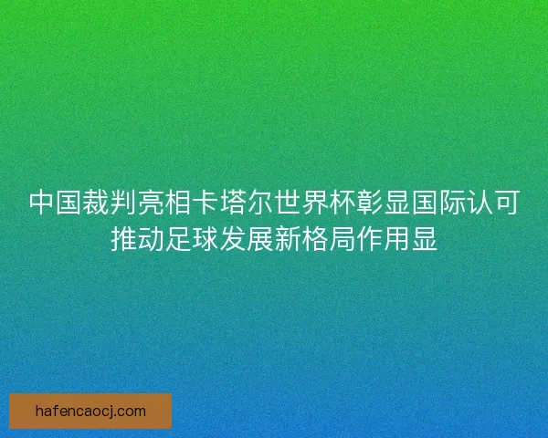 中国裁判亮相卡塔尔世界杯彰显国际认可推动足球发展新格局作用显